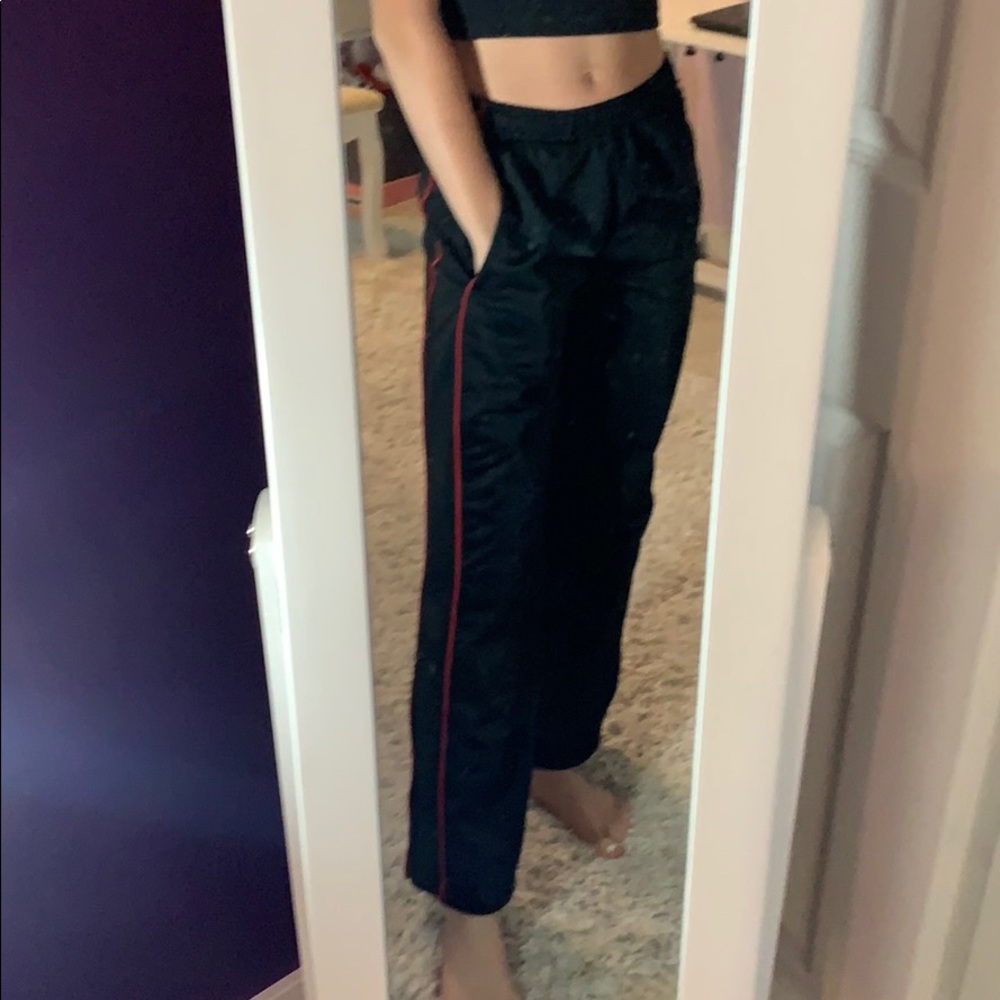 Black Sweatpants with Red Stripes down the leg